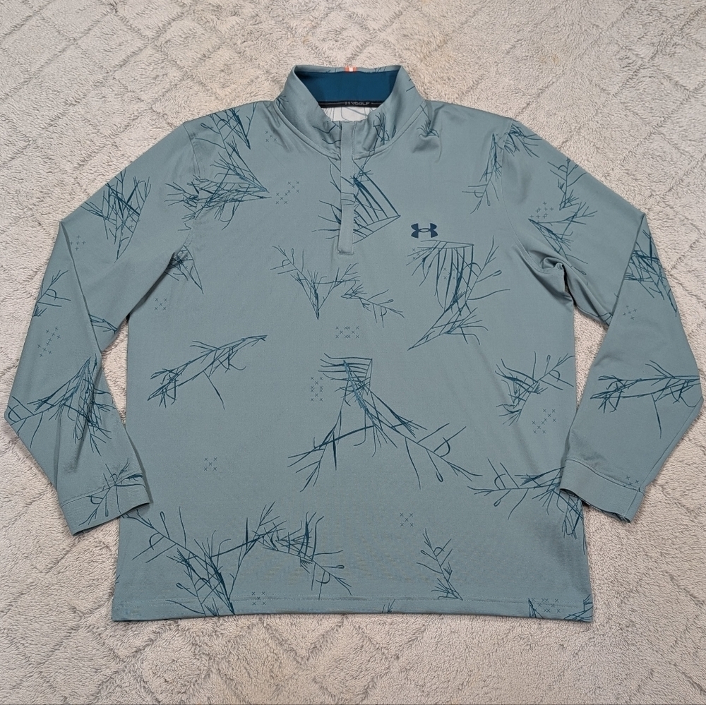 Under Armour Sweatshirt Mens XL Blue Teal Playoff ¼ Zip Golf Pullover Athletic